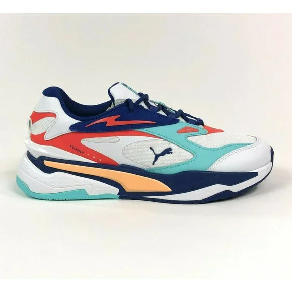 Puma RS-Fast CS Courtside Shoes Sneakers White Blue Athletic Casual 381454-01 - Picture 1 of 9
